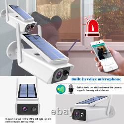 Système de caméra de sécurité extérieure sans fil avec batterie solaire et Wifi à inclinaison et panoramique à domicile