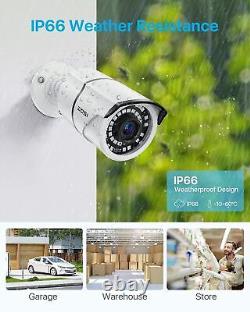 Système de caméra de sécurité résidentielle PoE ZOSI H.265+5MP avec détection humaine, enregistrement 24/7 et stockage de 2 To.