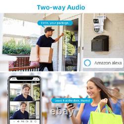 Système de caméra de sécurité sans fil 4K pour l'extérieur de la maison avec double objectif Wifi et vision nocturne Cam