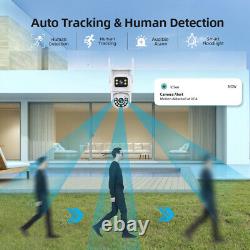 Système de caméra de sécurité sans fil 4K pour l'extérieur de la maison avec double objectif Wifi et vision nocturne Cam