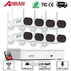 Système de caméra de sécurité sans fil ANRAN 8CH Moniteur CCTV 1296P 2TB Maison Extérieur