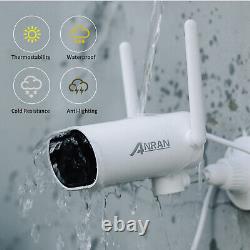Système de caméra de sécurité sans fil ANRAN WiFi 2K pour la maison et l'extérieur avec 12 moniteurs CCTC Audio