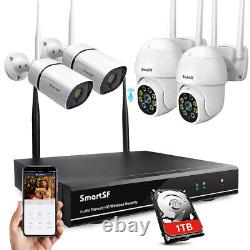 Système de caméra de sécurité sans fil Wifi pour la maison avec audio extérieur, NVR 8CH HD 3MP CCTV Kit.