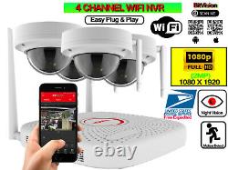 Système de caméra de sécurité sans fil à domicile extérieure 1080P 4 ou 8 CH WIFI NVR WD 1TB HDD