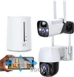 Système de caméra de sécurité sans fil extérieur 360° PTZ WiFi alimenté par batterie 4MP