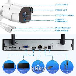 Système de caméra de sécurité sans fil extérieur 8CH 1080P WiFi NVR kit Surveillance domestique