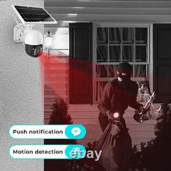 Système de caméra de sécurité sans fil extérieur alimenté par batterie solaire avec panoramique/inclinaison pour la maison.