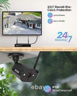 Système de caméra de sécurité sans fil extérieure ZOSI 3MP 2K WiFi avec audio domestique NVR 1TB