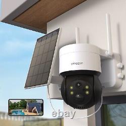 Système de caméra de sécurité sans fil extérieure alimentée par batterie solaire à inclinaison/rotation pour la maison - 3 pièces.