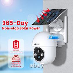 Système de caméra de sécurité sans fil extérieure alimentée par batterie solaire avec fonction de panoramique/inclinaison et Wifi domestique
