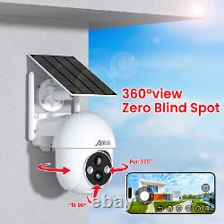 Système de caméra de sécurité sans fil extérieure alimentée par batterie solaire avec fonction de panoramique/inclinaison et Wifi domestique