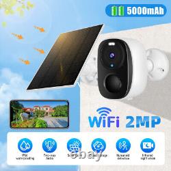 Système de caméra de sécurité sans fil extérieure alimentée par batterie solaire avec panoramique/inclinaison et WiFi à domicile