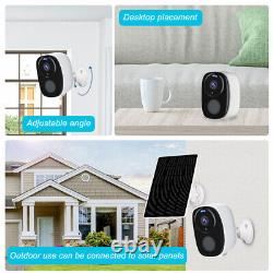 Système de caméra de sécurité sans fil extérieure alimentée par batterie solaire avec panoramique/inclinaison et WiFi à domicile