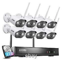 Système de caméra de sécurité sans fil pour la maison ZOSI 3MP 8CH 2K WIFI NVR IP Audio extérieur.