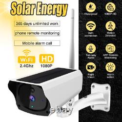Système de sécurité à domicile extérieur sans fil alimenté par batterie solaire avec caméra Wifi et rotation/inclinaison (pan/tilt)