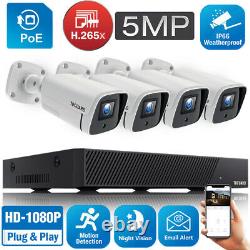 Toguard 1080p Caméra De Sécurité Cctv 5mp Poe 8ch Nvr Home Outdoor System 3000tvl