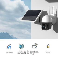 Wifi 2k Hd 360° Maison Sécurité Caméra Sans Fil Outdoor Solar Batterie Alimentée