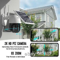 Wifi 2k Hd 360° Maison Sécurité Caméra Sans Fil Outdoor Solar Batterie Alimentée