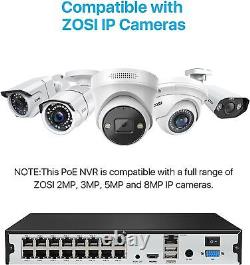 'ZOSI 16CH PoE NVR avec système de caméra de sécurité domestique 4TB Vidéo 4K 8MP Enregistrement HD'