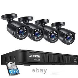 ZOSI 8CH 1080P DVR 2MP Système de caméra de sécurité à vision nocturne avec détection humaine 2T