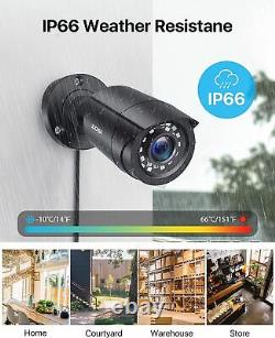 ZOSI 8CH 1080P DVR 2MP Système de caméra de sécurité à vision nocturne avec détection humaine 2T