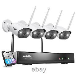 ZOSI 8CH 2K NVR 3MP IP Système de caméra de sécurité sans fil à domicile avec vision nocturne IR et audio bidirectionnel