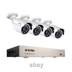 ZOSI 8CH H. 265+ 5MP Lite HDMI DVR 1080P Système de caméra de sécurité à domicile résistant aux intempéries