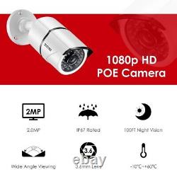 Zosi 1080p Poe Nvr Maison Sécurité Extérieure Caméra Système 120ft Night Vision