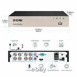 Zosi 5mp Lite 8ch Dvr 1080p Système De Caméra De Sécurité Extérieur H. 265+ Accueil Vidéosurveillance Kit