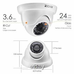 Zosi 720p Hdmi Dvr 8ch 1500tvl Ir Extérieur Sécurité Cctv Dome Système De Caméra 1tb