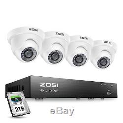 Zosi 8ch 4k H. 265 Maison De Sécurité Système De Caméra Avec 2 To Hdd 8 Canaux Dvr 8mp Kit