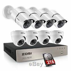 Zosi 8ch Dvr 2mp Extérieur Accueil Sécurité Système De Caméra Avec Disque Dur 2 To