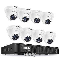 Zosi 8ch Système De Caméra De Sécurité H. 265+ 5mp Lite Cctv Dvr 1080p Hd Outdoor Home