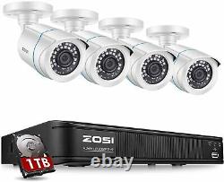 Zosi H. 265+ 5mp Lite Dvr Outdoor Cctv 1080p Système De Surveillance Des Caméras De Sécurité